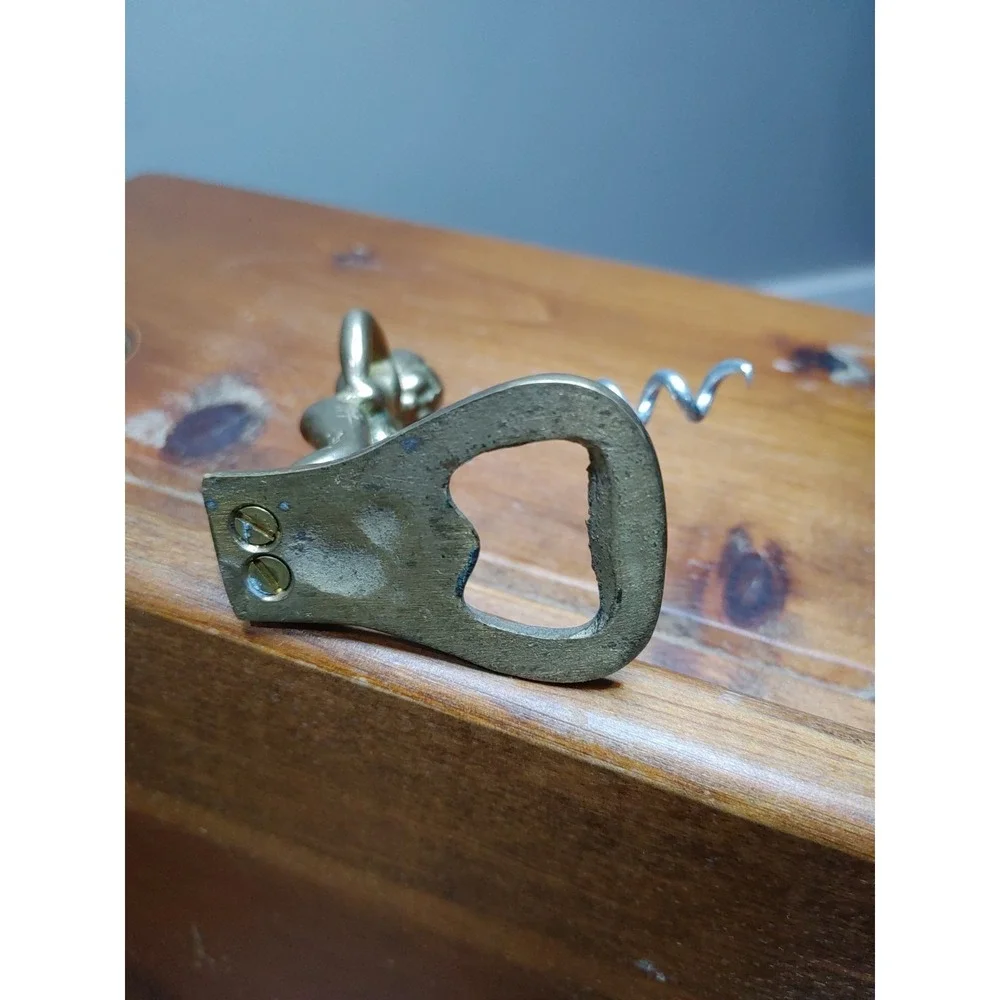 Vtg Brass Corkscrew Bottle Opener Little Pissing Man Wine Beer Novelty Bar Humor